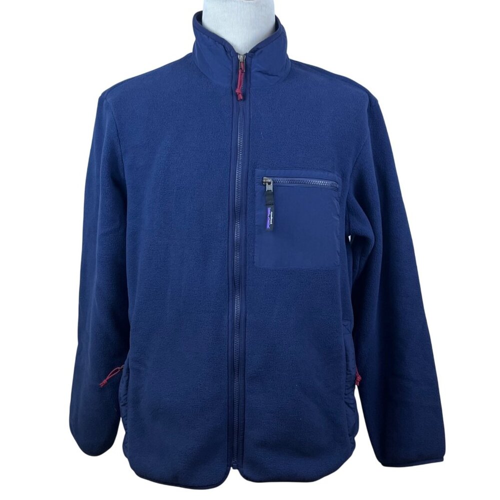 Patagonia Mens Navy Blue Fleece Full-Zip Jacket Polartec Trim-Fit Sz L